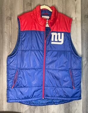 Mitchell & Ness New York Giants Throwback Puffer Vest NFL 3XL Blue Red Zip